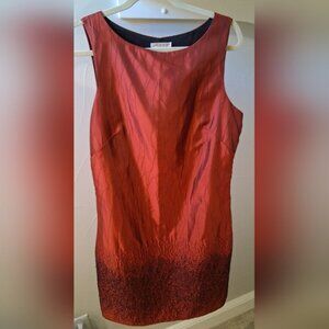 MSSP Sheath Sleeveless Red Dress With Mottled Red & Black At Bottom Size L